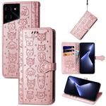 For Tecno Pova 5 Pro Cat and Dog Embossed Leather Phone Case(Rose Gold)