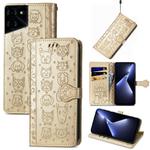 For Tecno Pova 5 Pro Cat and Dog Embossed Leather Phone Case(Gold)