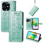 For Tecno Spark 20C / GO 2024 Cat and Dog Embossed Leather Phone Case(Green)