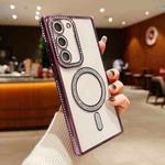 For Samsung Galaxy S22 5G Diamond Gradient Plated MagSafe TPU Phone Case(Purple)