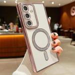 For Samsung Galaxy S24 FE 5G Diamond Gradient Plated MagSafe TPU Phone Case(Pink)