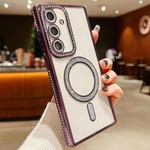 For Samsung Galaxy S24 FE 5G Diamond Gradient Plated MagSafe TPU Phone Case(Purple)
