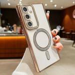 For Samsung Galaxy S24 FE 5G Diamond Gradient Plated MagSafe TPU Phone Case(Gold)