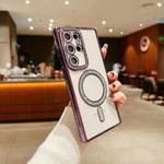 For Samsung Galaxy S25 Ultra 5G Diamond Gradient Plated MagSafe TPU Phone Case(Purple)