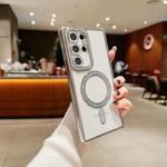 For Samsung Galaxy S25 Ultra 5G Diamond Gradient Plated MagSafe TPU Phone Case(Silver)