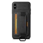 For iPhone XR Suteni H13 Litchi Leather Wrist Strap Wallet Back Phone Case(Black)