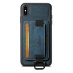 For iPhone XS Max Suteni H13 Litchi Leather Wrist Strap Wallet Back Phone Case(Blue)