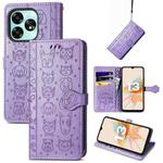 For UMIDIGI G5 / G5A Cat and Dog Embossed Leather Phone Case(Purple)