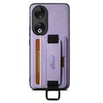 For Honor 80 Suteni H13 Litchi Leather Wrist Strap Wallet Back Phone Case(Purple)