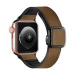 For Apple Watch SE 2023 40mm Fold Magnetic Square Buckle PU Silicone Watch Band(Brown)