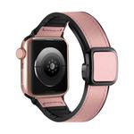 For Apple Watch SE 2023 40mm Fold Magnetic Square Buckle PU Silicone Watch Band(Pink)