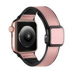 For Apple Watch Ultra 2 49mm Fold Magnetic Square Buckle PU Silicone Watch Band(Pink)