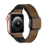 For Apple Watch Series 4 44mm Fold Magnetic Square Buckle PU Silicone Watch Band(Brown)