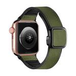 For Apple Watch Series 3 42mm Fold Magnetic Square Buckle PU Silicone Watch Band(Dark Green)