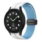 For Samsung Galaxy watch 5 Pro Golf Edition Two Color Magnetic Folding Buckle Silicone Watch Band(White+Blue)