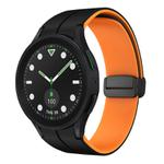 For Samsung Galaxy watch 5 Pro Golf Edition Two Color Magnetic Folding Buckle Silicone Watch Band(Black+Orange)