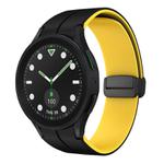 For Samsung Galaxy watch 5 Pro Golf Edition Two Color Magnetic Folding Buckle Silicone Watch Band(Black+Yellow)