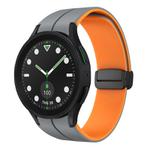 For Samsung Galaxy watch 5 Pro Golf Edition Two Color Magnetic Folding Buckle Silicone Watch Band(Grey+Orange)