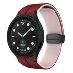 For Samsung Galaxy watch 5 Pro Golf Edition Two Color Magnetic Folding Buckle Silicone Watch Band(Wine Red+Pink)