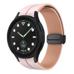 For Samsung Galaxy watch 5 Pro Golf Edition Two Color Magnetic Folding Buckle Silicone Watch Band(Pink+Rose Ash)