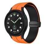 For Samsung Galaxy watch 5 Golf Edition Two Color Magnetic Folding Buckle Silicone Watch Band(Orange+Black)