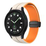 For Samsung Galaxy watch 5 Golf Edition Two Color Magnetic Folding Buckle Silicone Watch Band(Starlight+Orange)