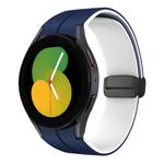 For Samsung Galaxy Watch 5  44mm Two Color Magnetic Folding Buckle Silicone Watch Band(Midnight Blue+White)