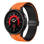 For Samsung Galaxy Watch 5 Pro  45mm Two Color Magnetic Folding Buckle Silicone Watch Band(Orange+Black)