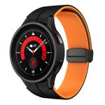 For Samsung Galaxy Watch 5 Pro  45mm Two Color Magnetic Folding Buckle Silicone Watch Band(Black+Orange)