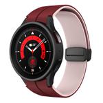 For Samsung Galaxy Watch 5 Pro  45mm Two Color Magnetic Folding Buckle Silicone Watch Band(Wine Red+Pink)