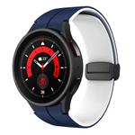 For Samsung Galaxy Watch 5 Pro  45mm Two Color Magnetic Folding Buckle Silicone Watch Band(Midnight Blue+White)