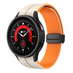 For Samsung Galaxy Watch 5 Pro  45mm Two Color Magnetic Folding Buckle Silicone Watch Band(Starlight+Orange)