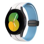 For Samsung Galaxy Watch 5  40mm Two Color Magnetic Folding Buckle Silicone Watch Band(White+Blue)