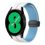 For Samsung Galaxy Watch 4 44mm Two Color Magnetic Folding Buckle Silicone Watch Band(White+Blue)