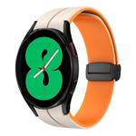 For Samsung Galaxy Watch 4 44mm Two Color Magnetic Folding Buckle Silicone Watch Band(Starlight+Orange)