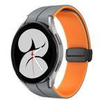 For Samsung Galaxy Watch 4 40mm Two Color Magnetic Folding Buckle Silicone Watch Band(Grey+Orange)