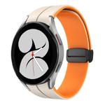 For Samsung Galaxy Watch 4 40mm Two Color Magnetic Folding Buckle Silicone Watch Band(Starlight+Orange)