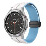For Samsung  Galaxy Watch 4 Classic 46mm Two Color Magnetic Folding Buckle Silicone Watch Band(White+Blue)