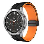 For Samsung  Galaxy Watch 4 Classic 46mm Two Color Magnetic Folding Buckle Silicone Watch Band(Black+Orange)