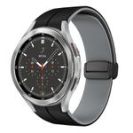For Samsung  Galaxy Watch 4 Classic 46mm Two Color Magnetic Folding Buckle Silicone Watch Band(Black+Grey)