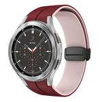 For Samsung  Galaxy Watch 4 Classic 46mm Two Color Magnetic Folding Buckle Silicone Watch Band(Wine Red+Pink)