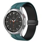 For Samsung  Galaxy Watch 4 Classic 46mm Two Color Magnetic Folding Buckle Silicone Watch Band(Green+Black)