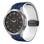 For Samsung  Galaxy Watch 4 Classic 46mm Two Color Magnetic Folding Buckle Silicone Watch Band(Midnight Blue+White)