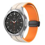 For Samsung  Galaxy Watch 4 Classic 46mm Two Color Magnetic Folding Buckle Silicone Watch Band(Starlight+Orange)