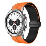 For Samsung  Galaxy Watch 4 Classic 42mm Two Color Magnetic Folding Buckle Silicone Watch Band(Orange+Black)