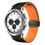 For Samsung  Galaxy Watch 4 Classic 42mm Two Color Magnetic Folding Buckle Silicone Watch Band(Black+Orange)