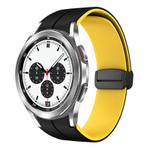 For Samsung  Galaxy Watch 4 Classic 42mm Two Color Magnetic Folding Buckle Silicone Watch Band(Black+Yellow)