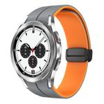 For Samsung  Galaxy Watch 4 Classic 42mm Two Color Magnetic Folding Buckle Silicone Watch Band(Grey+Orange)