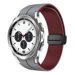For Samsung  Galaxy Watch 4 Classic 42mm Two Color Magnetic Folding Buckle Silicone Watch Band(Grey+Wine Red)