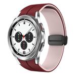 For Samsung  Galaxy Watch 4 Classic 42mm Two Color Magnetic Folding Buckle Silicone Watch Band(Wine Red+Pink)
